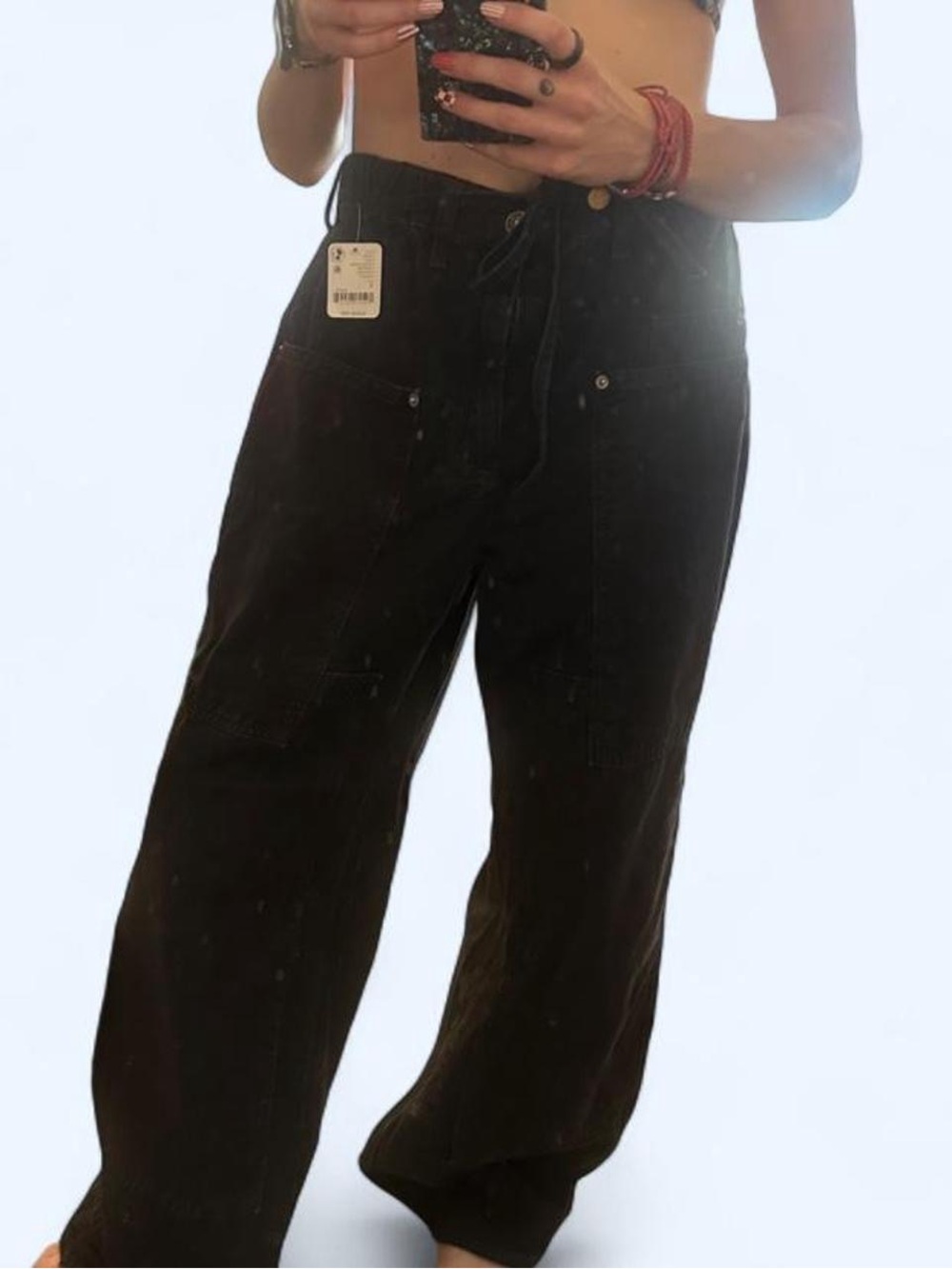 Free People Black Wide-Leg Utility Pants - Picture 5 of 5